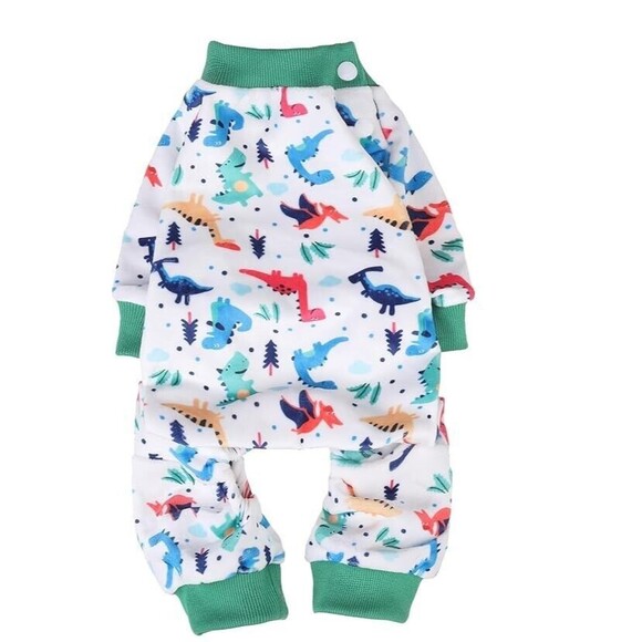 🐾 Dog Pajamas Small | Dinosaur Fleece Crystal Velvet | 10" Back | NWT - Picture 3 of 8